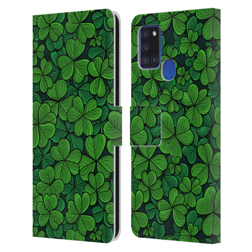 Katerina Kirilova Fruits & Foliage Patterns Clovers Leather Book Wallet Case Cover For Samsung Galaxy A21s (2020)