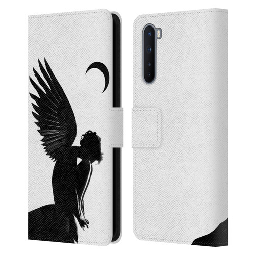 LouiJoverArt Black And White Angel Leather Book Wallet Case Cover For OnePlus Nord 5G