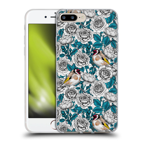 Katerina Kirilova Floral Patterns White Rose & Birds Soft Gel Case for Apple iPhone 7 Plus / iPhone 8 Plus