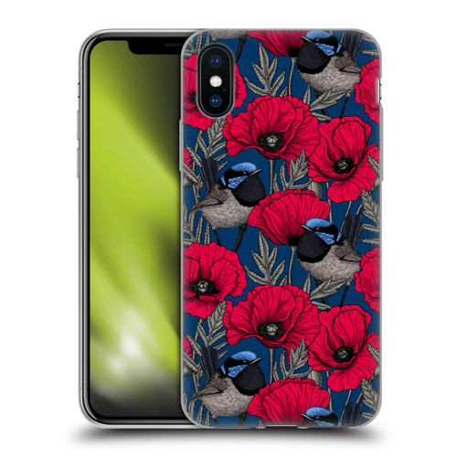 Katerina Kirilova Floral Patterns Fairy Wrens & Poppies Soft Gel Case for Apple iPhone X / iPhone XS