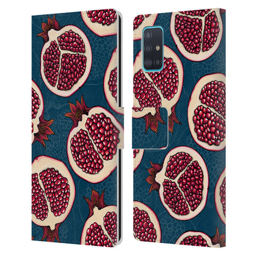 Katerina Kirilova Fruits & Foliage Patterns Pomegranate Slices Leather Book Wallet Case Cover For Samsung Galaxy A51 (2019)