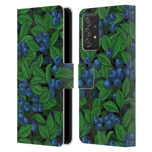 Katerina Kirilova Fruits & Foliage Patterns Blueberries Leather Book Wallet Case Cover For Samsung Galaxy A52 / A52s / 5G (2021)