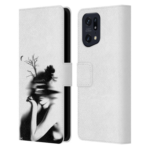LouiJoverArt Black And White The Mystery Of Never Leather Book Wallet Case Cover For OPPO Find X5