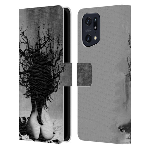 LouiJoverArt Black And White She Oak Leather Book Wallet Case Cover For OPPO Find X5