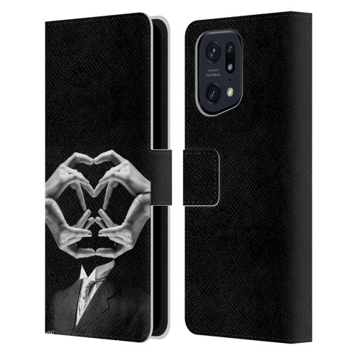 LouiJoverArt Black And White Mr Handy Man Leather Book Wallet Case Cover For OPPO Find X5 Pro
