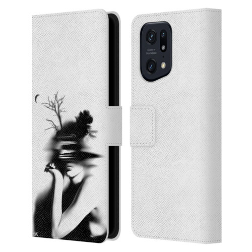 LouiJoverArt Black And White The Mystery Of Never Leather Book Wallet Case Cover For OPPO Find X5 Pro