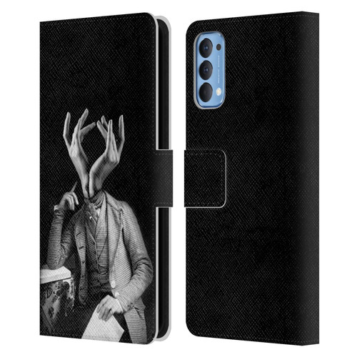 LouiJoverArt Black And White Sensitive Man Leather Book Wallet Case Cover For OPPO Reno 4 5G