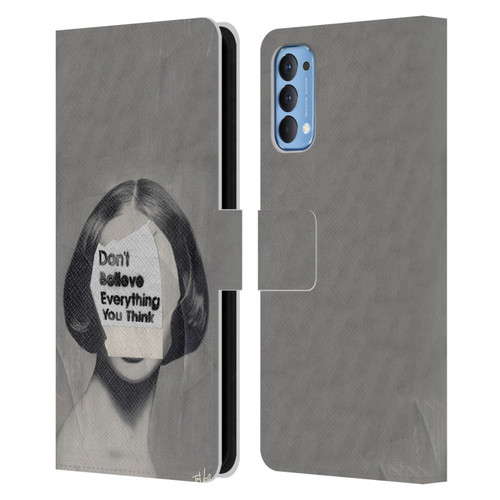 LouiJoverArt Black And White Think Leather Book Wallet Case Cover For OPPO Reno 4 5G