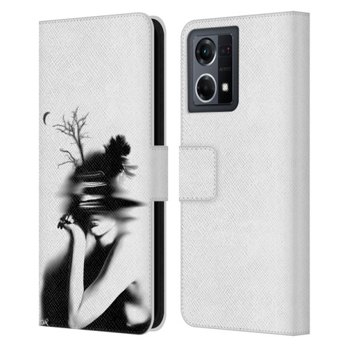 LouiJoverArt Black And White The Mystery Of Never Leather Book Wallet Case Cover For OPPO Reno8 4G