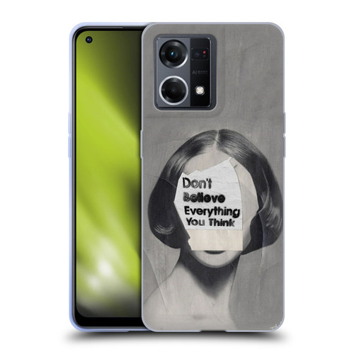 LouiJoverArt Black And White Think Soft Gel Case for OPPO Reno8 4G