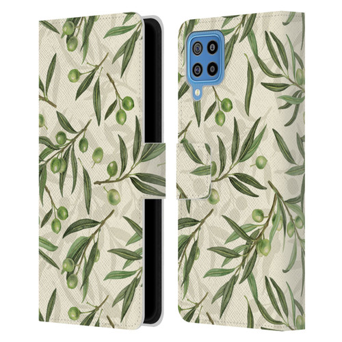 Katerina Kirilova Fruits & Foliage Patterns Olive Branches Leather Book Wallet Case Cover For Samsung Galaxy F22 (2021)