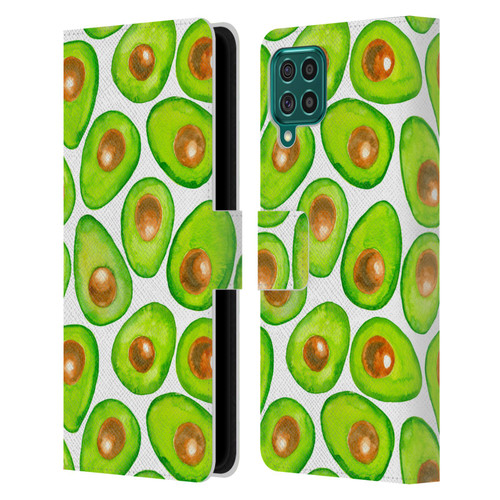 Katerina Kirilova Fruits & Foliage Patterns Avocado Leather Book Wallet Case Cover For Samsung Galaxy F62 (2021)