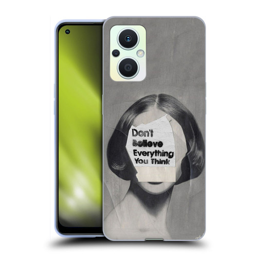 LouiJoverArt Black And White Think Soft Gel Case for OPPO Reno8 Lite