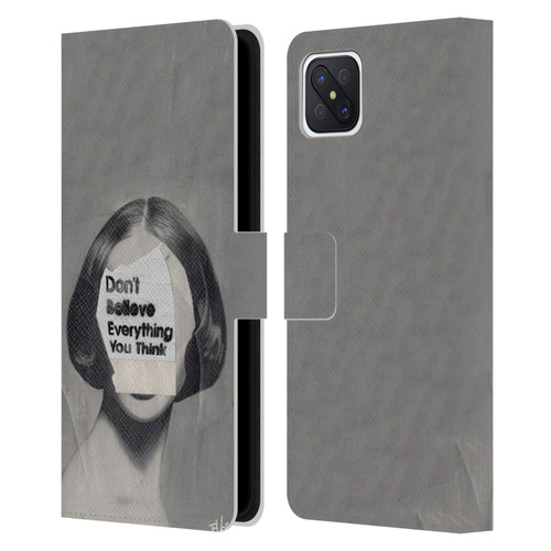 LouiJoverArt Black And White Think Leather Book Wallet Case Cover For OPPO Reno4 Z 5G