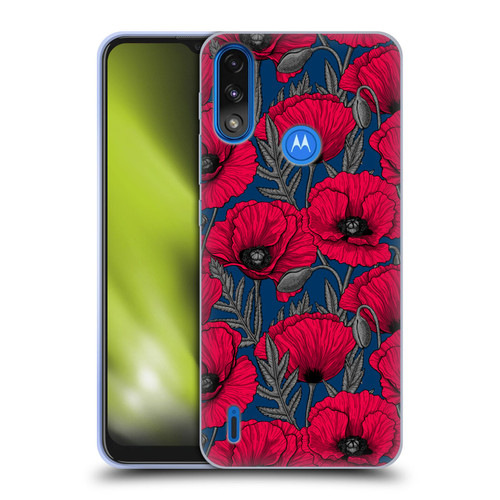 Katerina Kirilova Floral Patterns Night Poppy Garden Soft Gel Case for Motorola Moto E7 Power / Moto E7i Power