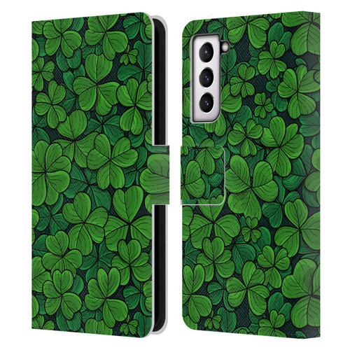 Katerina Kirilova Fruits & Foliage Patterns Clovers Leather Book Wallet Case Cover For Samsung Galaxy S21 5G