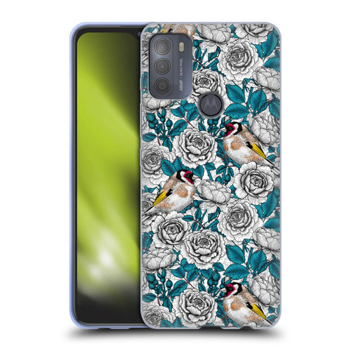 Katerina Kirilova Floral Patterns White Rose & Birds Soft Gel Case for Motorola Moto G50