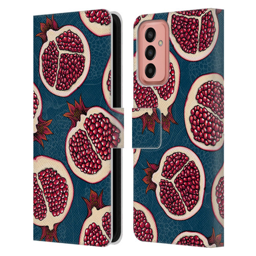 Katerina Kirilova Fruits & Foliage Patterns Pomegranate Slices Leather Book Wallet Case Cover For Samsung Galaxy M13 (2022)