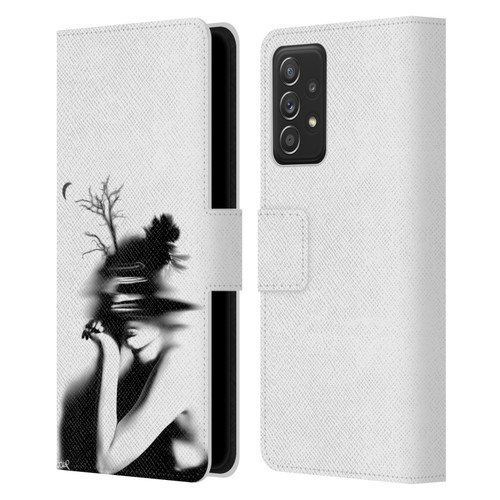 LouiJoverArt Black And White The Mystery Of Never Leather Book Wallet Case Cover For Samsung Galaxy A52 / A52s / 5G (2021)