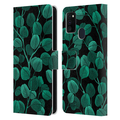 Katerina Kirilova Fruits & Foliage Patterns Eucalyptus Silver Dollar Leather Book Wallet Case Cover For Samsung Galaxy M30s (2019)/M21 (2020)