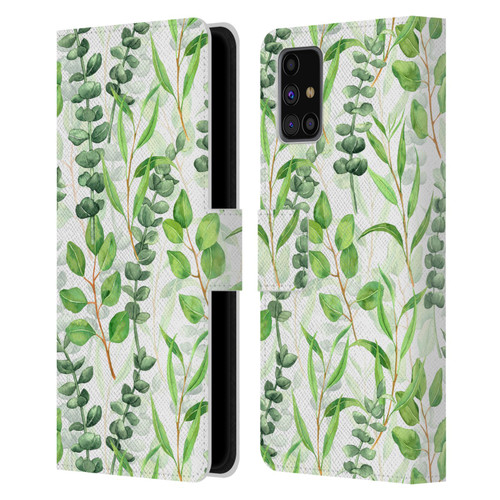 Katerina Kirilova Fruits & Foliage Patterns Eucalyptus Mix Leather Book Wallet Case Cover For Samsung Galaxy M31s (2020)