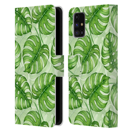 Katerina Kirilova Fruits & Foliage Patterns Monstera Leather Book Wallet Case Cover For Samsung Galaxy M31s (2020)