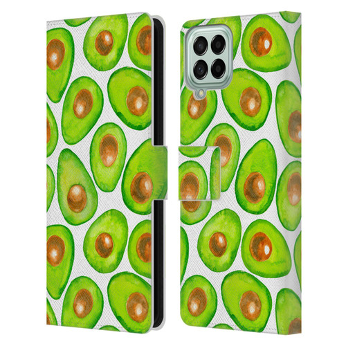 Katerina Kirilova Fruits & Foliage Patterns Avocado Leather Book Wallet Case Cover For Samsung Galaxy M33 (2022)