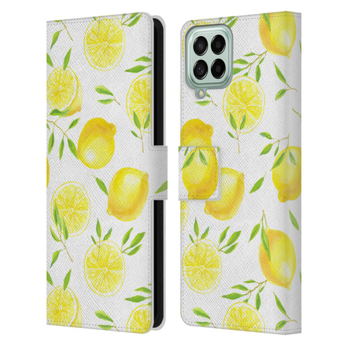 Katerina Kirilova Fruits & Foliage Patterns Lemons Leather Book Wallet Case Cover For Samsung Galaxy M33 (2022)