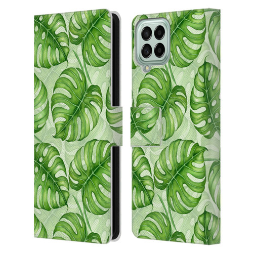Katerina Kirilova Fruits & Foliage Patterns Monstera Leather Book Wallet Case Cover For Samsung Galaxy M33 (2022)