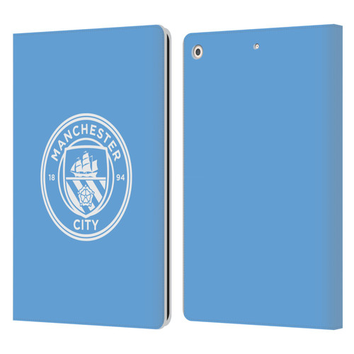 Manchester City Man City FC Badge Blue White Mono Leather Book Wallet Case Cover For Apple iPad 10.2 2019/2020/2021