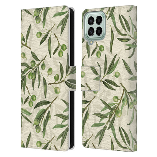 Katerina Kirilova Fruits & Foliage Patterns Olive Branches Leather Book Wallet Case Cover For Samsung Galaxy M53 (2022)