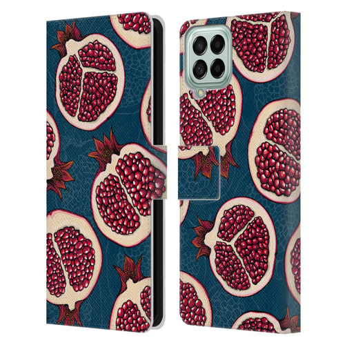 Katerina Kirilova Fruits & Foliage Patterns Pomegranate Slices Leather Book Wallet Case Cover For Samsung Galaxy M53 (2022)