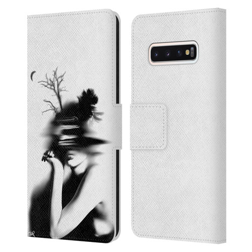 LouiJoverArt Black And White The Mystery Of Never Leather Book Wallet Case Cover For Samsung Galaxy S10