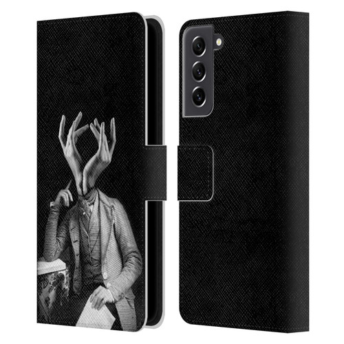 LouiJoverArt Black And White Sensitive Man Leather Book Wallet Case Cover For Samsung Galaxy S21 FE 5G