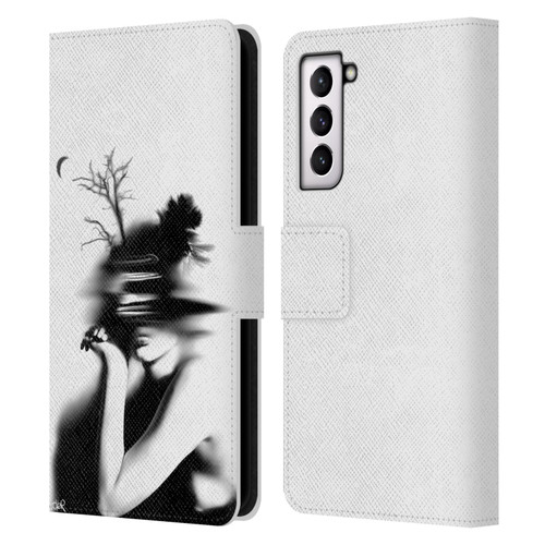 LouiJoverArt Black And White The Mystery Of Never Leather Book Wallet Case Cover For Samsung Galaxy S21 5G