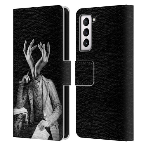 LouiJoverArt Black And White Sensitive Man Leather Book Wallet Case Cover For Samsung Galaxy S21 5G