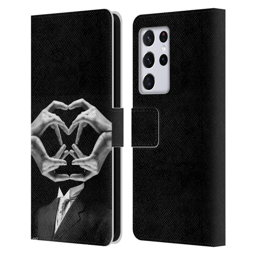 LouiJoverArt Black And White Mr Handy Man Leather Book Wallet Case Cover For Samsung Galaxy S21 Ultra 5G