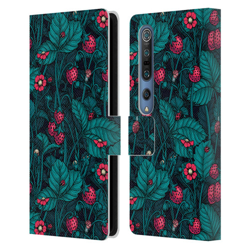 Katerina Kirilova Fruits & Foliage Patterns Wild Strawberries Leather Book Wallet Case Cover For Xiaomi Mi 10 5G / Mi 10 Pro 5G