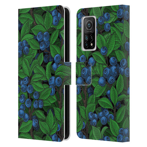 Katerina Kirilova Fruits & Foliage Patterns Blueberries Leather Book Wallet Case Cover For Xiaomi Mi 10T 5G