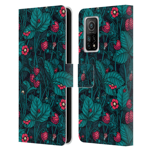 Katerina Kirilova Fruits & Foliage Patterns Wild Strawberries Leather Book Wallet Case Cover For Xiaomi Mi 10T 5G
