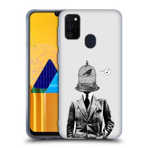 LouiJoverArt Black And White Plumage Soft Gel Case for Samsung Galaxy M30s (2019)/M21 (2020)