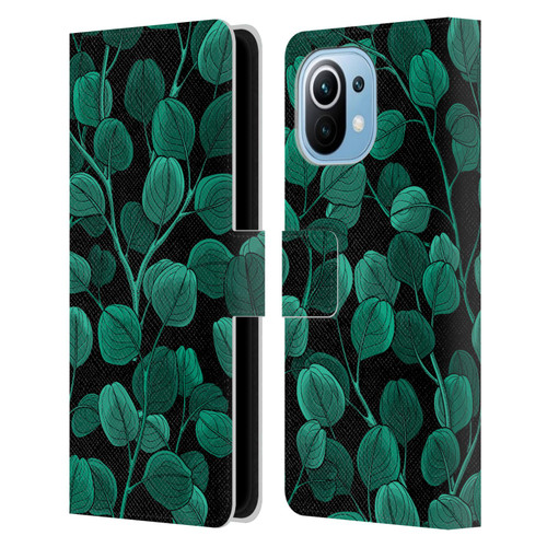 Katerina Kirilova Fruits & Foliage Patterns Eucalyptus Silver Dollar Leather Book Wallet Case Cover For Xiaomi Mi 11