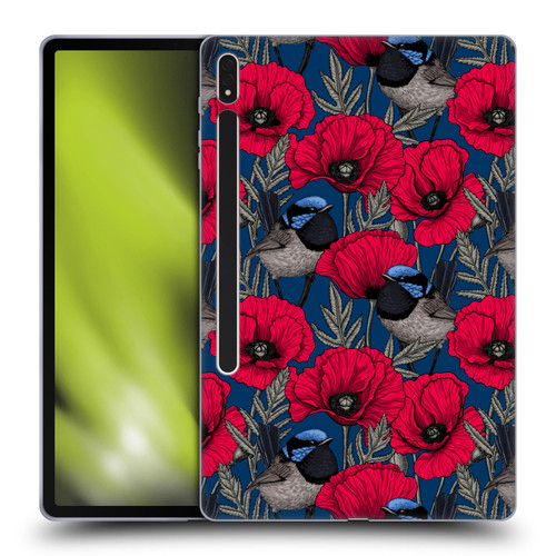 Katerina Kirilova Floral Patterns Fairy Wrens & Poppies Soft Gel Case for Samsung Galaxy Tab S8 Plus