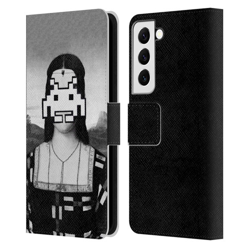 LouiJoverArt Black And White Renaissance Invaders Leather Book Wallet Case Cover For Samsung Galaxy S22 5G