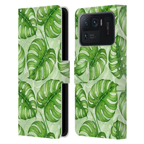 Katerina Kirilova Fruits & Foliage Patterns Monstera Leather Book Wallet Case Cover For Xiaomi Mi 11 Ultra