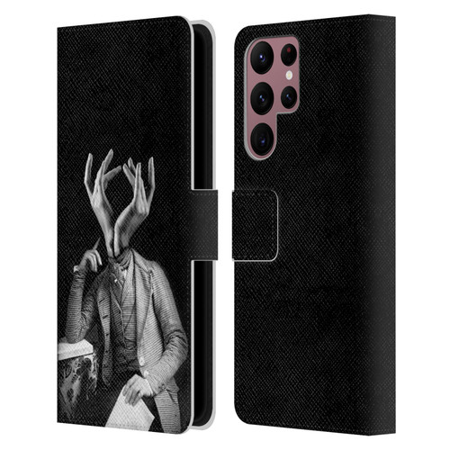 LouiJoverArt Black And White Sensitive Man Leather Book Wallet Case Cover For Samsung Galaxy S22 Ultra 5G