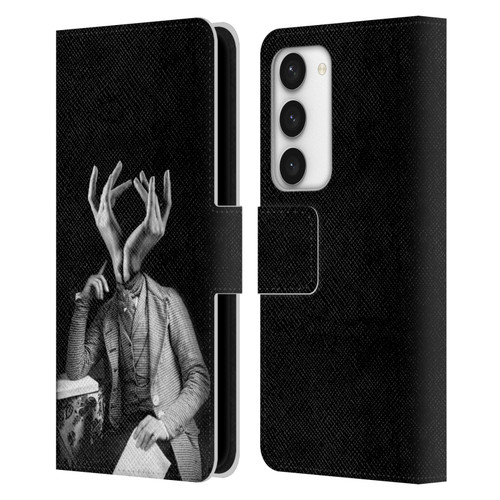 LouiJoverArt Black And White Sensitive Man Leather Book Wallet Case Cover For Samsung Galaxy S23 5G
