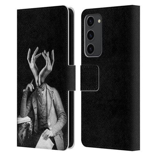 LouiJoverArt Black And White Sensitive Man Leather Book Wallet Case Cover For Samsung Galaxy S23+ 5G