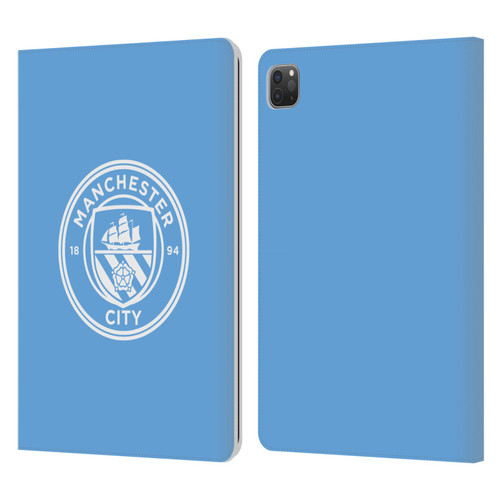 Manchester City Man City FC Badge Blue White Mono Leather Book Wallet Case Cover For Apple iPad Pro 11 2020 / 2021 / 2022
