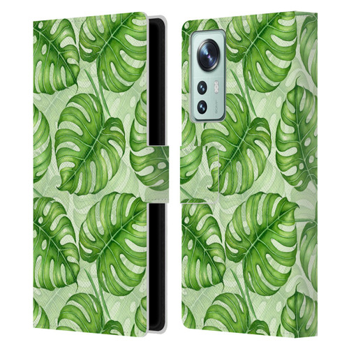 Katerina Kirilova Fruits & Foliage Patterns Monstera Leather Book Wallet Case Cover For Xiaomi 12